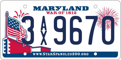 MD license plate 3AX9670