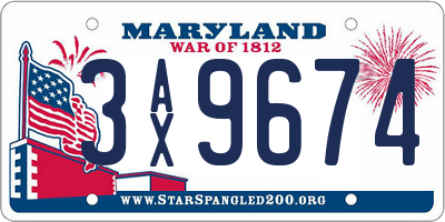 MD license plate 3AX9674