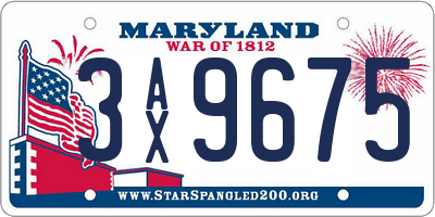 MD license plate 3AX9675