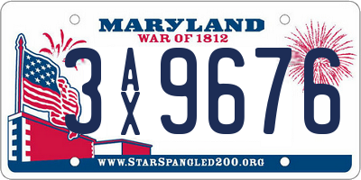 MD license plate 3AX9676
