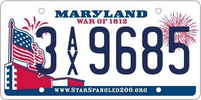 MD license plate 3AX9685