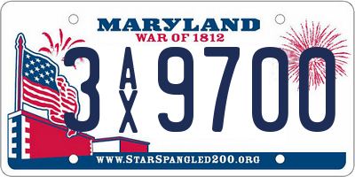 MD license plate 3AX9700