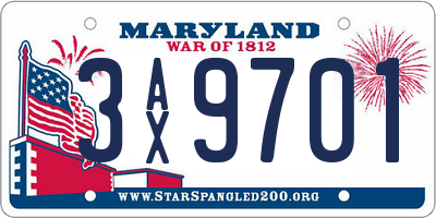 MD license plate 3AX9701