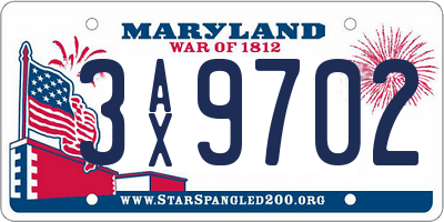 MD license plate 3AX9702