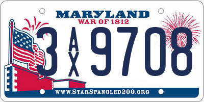 MD license plate 3AX9708