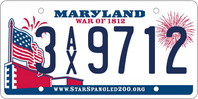 MD license plate 3AX9712