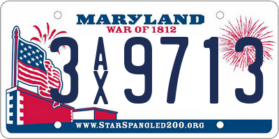 MD license plate 3AX9713