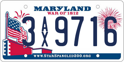 MD license plate 3AX9716