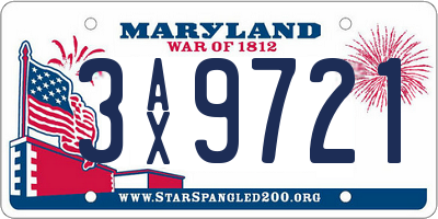 MD license plate 3AX9721