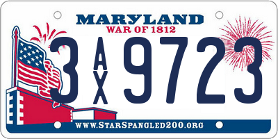 MD license plate 3AX9723