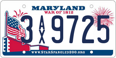 MD license plate 3AX9725
