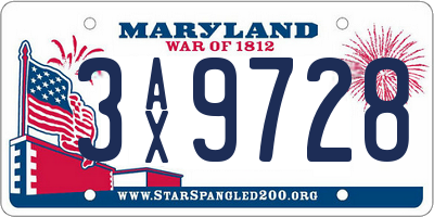 MD license plate 3AX9728