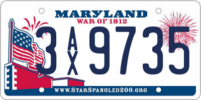MD license plate 3AX9735