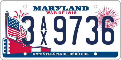MD license plate 3AX9736