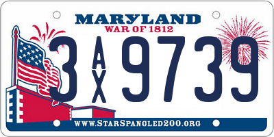 MD license plate 3AX9739