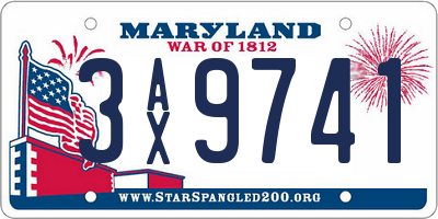 MD license plate 3AX9741