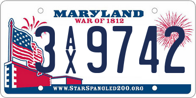 MD license plate 3AX9742