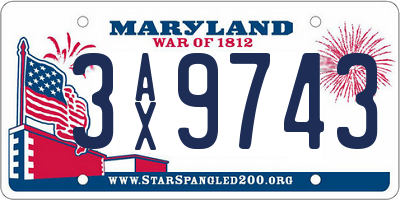 MD license plate 3AX9743