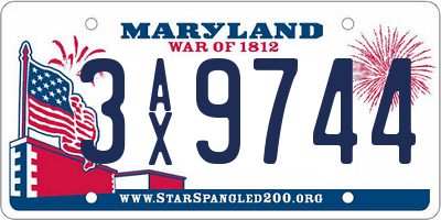MD license plate 3AX9744