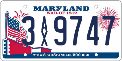 MD license plate 3AX9747