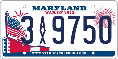 MD license plate 3AX9750