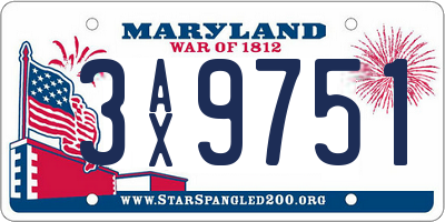 MD license plate 3AX9751