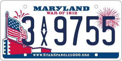 MD license plate 3AX9755