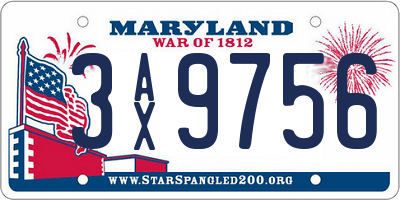 MD license plate 3AX9756
