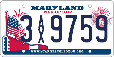 MD license plate 3AX9759