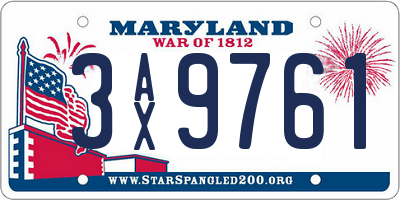 MD license plate 3AX9761