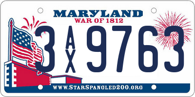 MD license plate 3AX9763