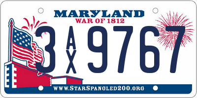 MD license plate 3AX9767