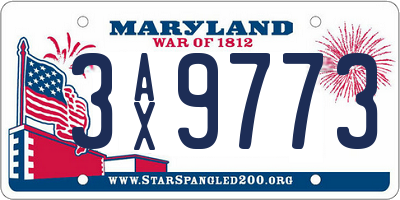 MD license plate 3AX9773