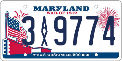 MD license plate 3AX9774