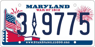 MD license plate 3AX9775