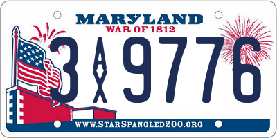 MD license plate 3AX9776