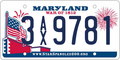 MD license plate 3AX9781