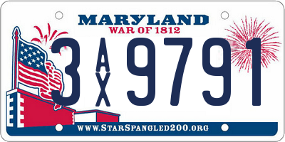 MD license plate 3AX9791
