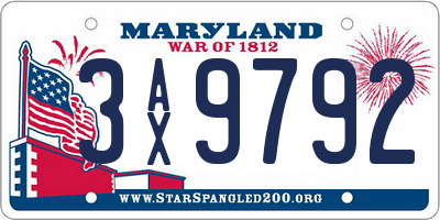 MD license plate 3AX9792