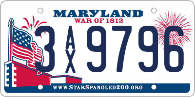 MD license plate 3AX9796