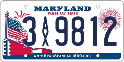 MD license plate 3AX9812