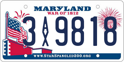 MD license plate 3AX9818
