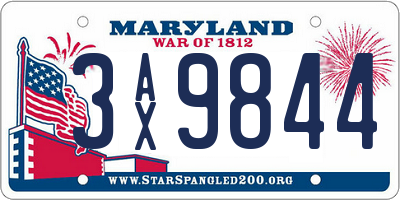 MD license plate 3AX9844