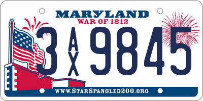 MD license plate 3AX9845