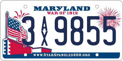 MD license plate 3AX9855