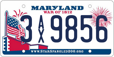MD license plate 3AX9856