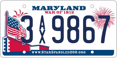 MD license plate 3AX9867