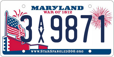 MD license plate 3AX9871