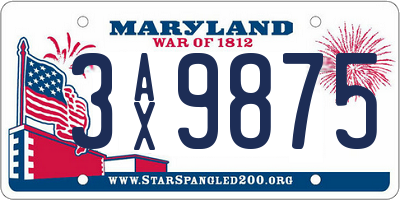 MD license plate 3AX9875