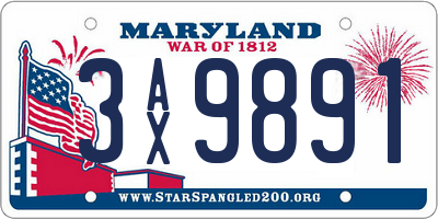 MD license plate 3AX9891